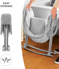 Kinderkraft Baby Crib 3 in 1 LOVI, Cradle, Travel Cot, Rocker, Easy Folding and Unfolding, Adjustable Canopy, with Accessories, Mattress Cover, Included Toys, Transport Bag, for Newborn, 0-9 kg, Gray