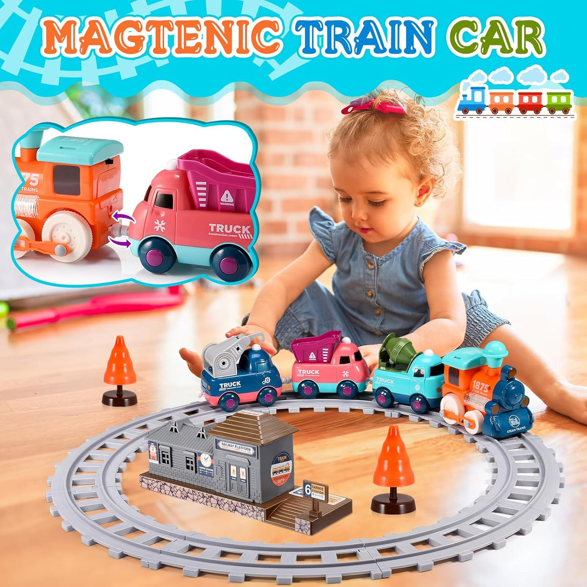 Train Set for Toddlers, Vingtank Kids Toy Trains & Train Sets for 3 4 5 6