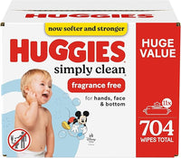 Huggies Simply Clean Unscented Baby Wipes, 11 Flip Lid Packs (704 Wipes Total)