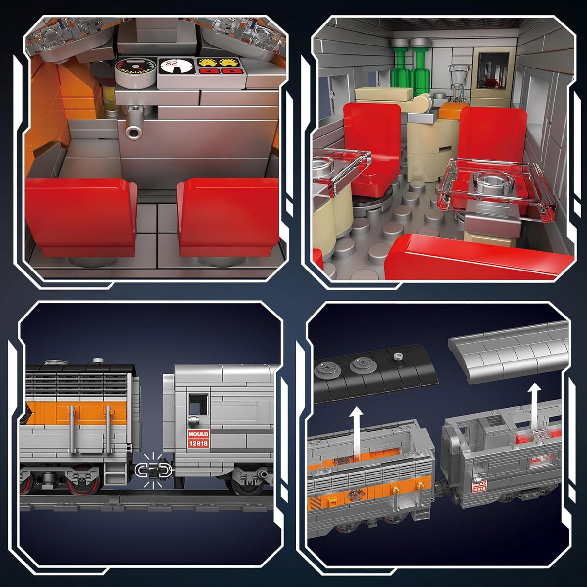 Mould King 12018 Train Building Block Model, MOC Building Set to Build, Gift Toy for Kids Age 8+