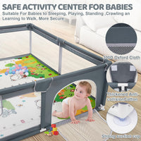 Large Baby Playpen with Mat - 200 x 180 cm Baby Play Yard for Toddler