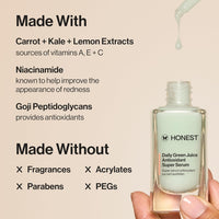 Honest Beauty Daily Green Juice Antioxidant Super Serum | Improves Skin Tone + Texture | Niacinamide + Hyaluronic Acid | Vegan + Cruelty Free | 1 fl oz