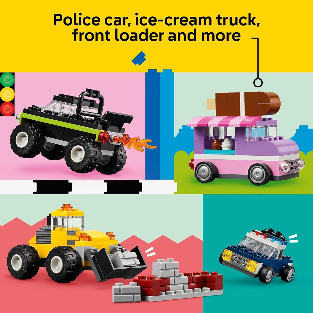 LEGO Classic Creative Vehicles, Colourful Model Car Toys for 5+ Year Old Boys & Girls