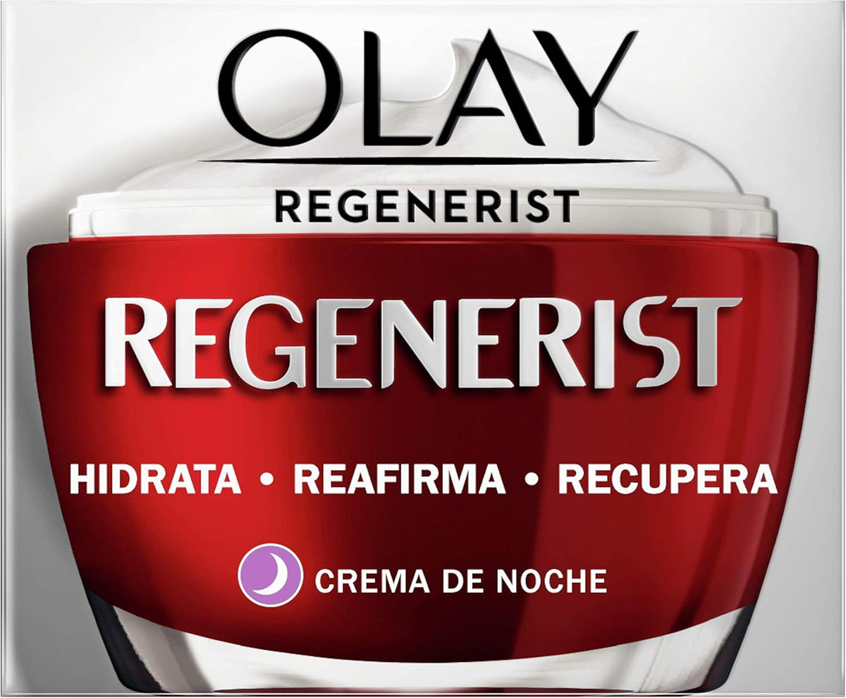 Olay Regenerist Crema De Noche, Fórmula Con Niacinamida (Vitamina B3) Y Péptidos, Hidrata Al Instante Y Durante 24H, Piel Más Firme En 14 Días, 50 ml