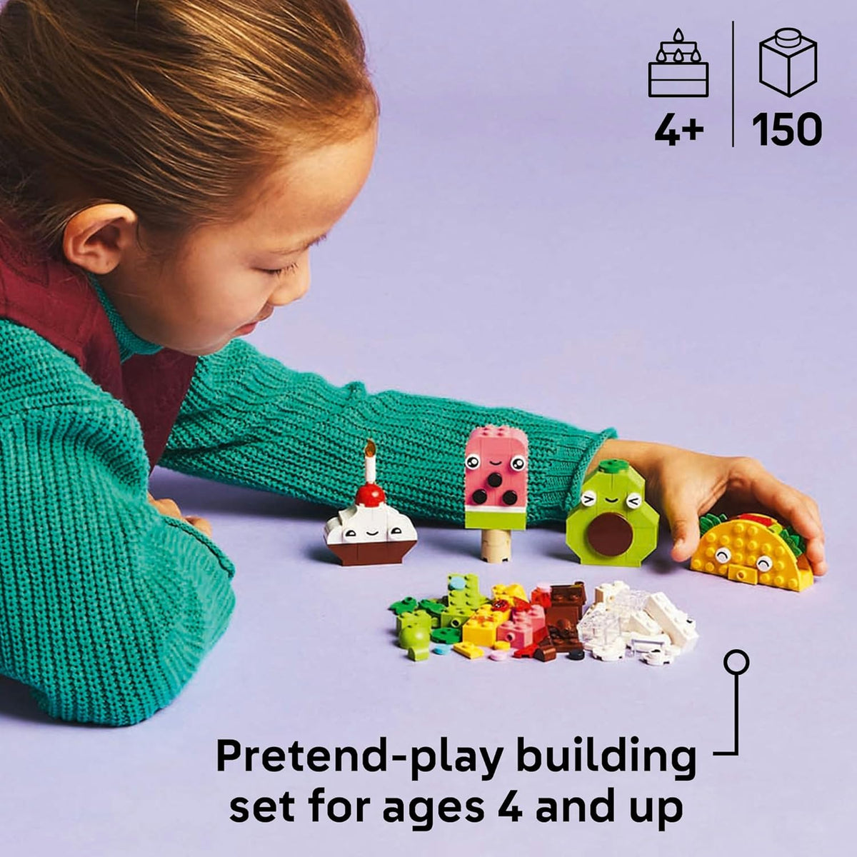 LEGO Classic Creative Food Friends Building Blocks Set, Kids Construction Toy for 4+ Year Old Boys and Girls, incl. Assorted Bricks to Build a Cupcake, Ice Cream & More, Kitchen Food Playset 11039