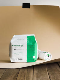 Bambiboo COTTONWEAR Baby Nappies Size 1 Newborn (2-4 kg) Baby Disposable Nappies with Organic Cotton and Botanicals with Navel Cut-Out - 3 x 28 (Pack of 84)