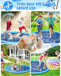 YSJILIDE Splash Pad for Kids and Dog, Non-Slip Large Sprinkler Splash Play Mat, 59"