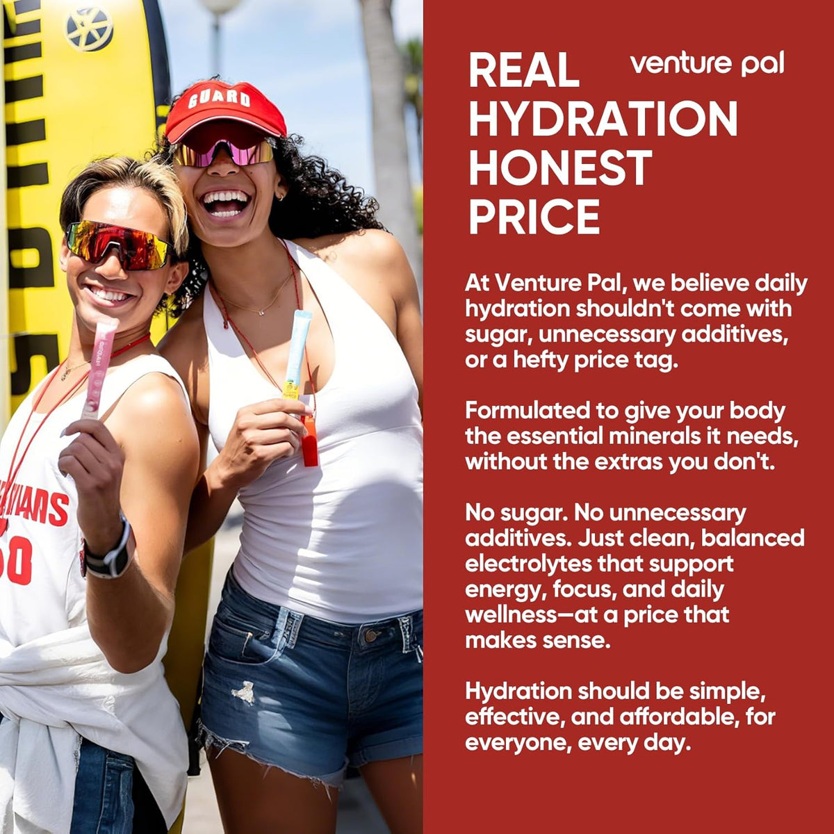 Venture Pal Sugar Free Electrolyte Powder Packets | Non-GMO | Certified Vegan | 16 Sticks