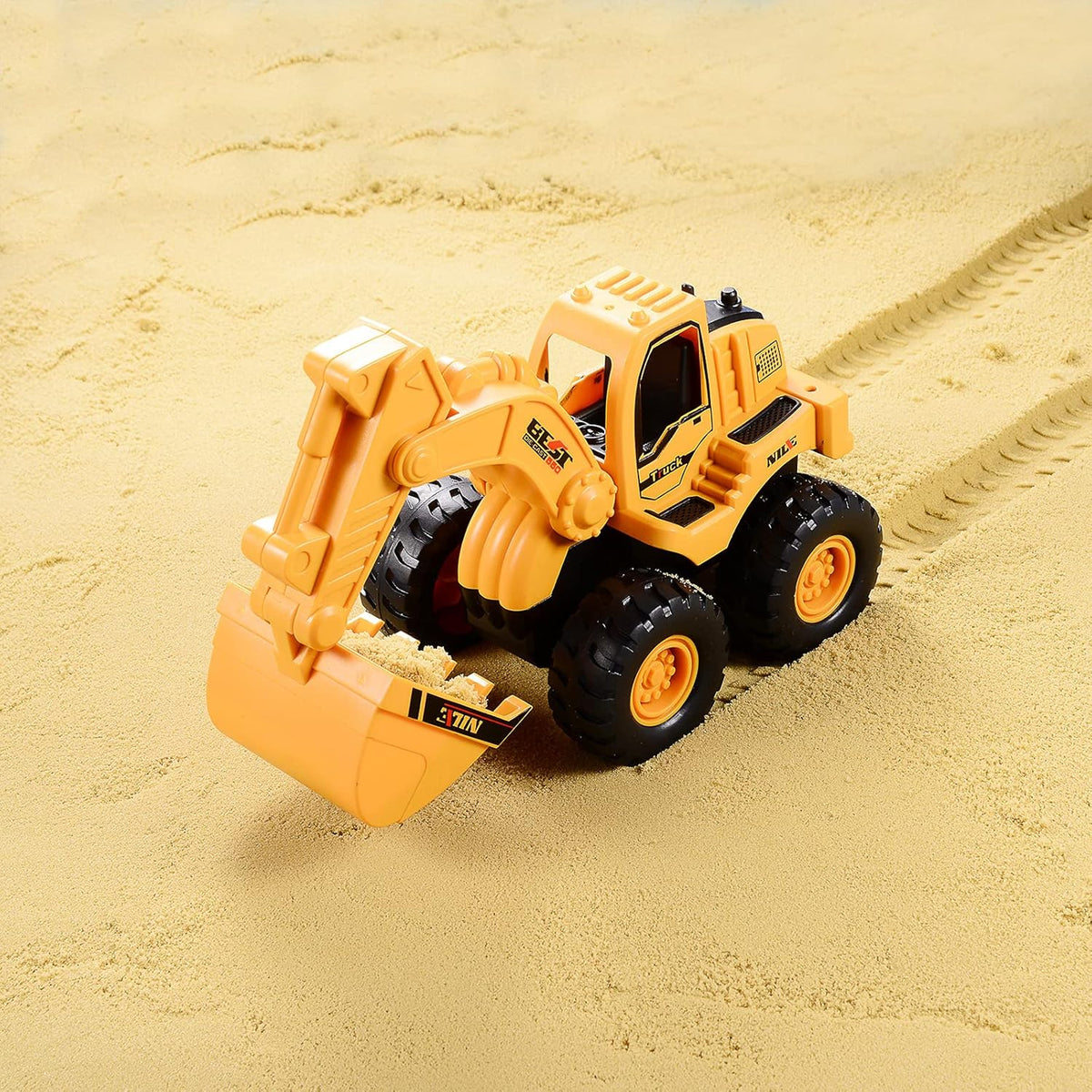 BEESTECH Construction Toys, Friction Powered Excavator Toy and Construction Loader Toy, Beach Sand Toys, Construction Truck Vehicles, Sandbox Toys for 3, 4, 5 Years Old Boys Kids Girls (2 Pack)