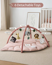 Blissful Diary Baby Play Gym & Activity Mat, Oversize Leaf Shaped Tummy Time Baby Play Mat