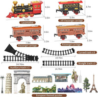 MSKOLER Train Sets with Steam Locomotive Engine, Cargo Car and Tracks, Boys & Girls 3 4 5 6 7 Years Old