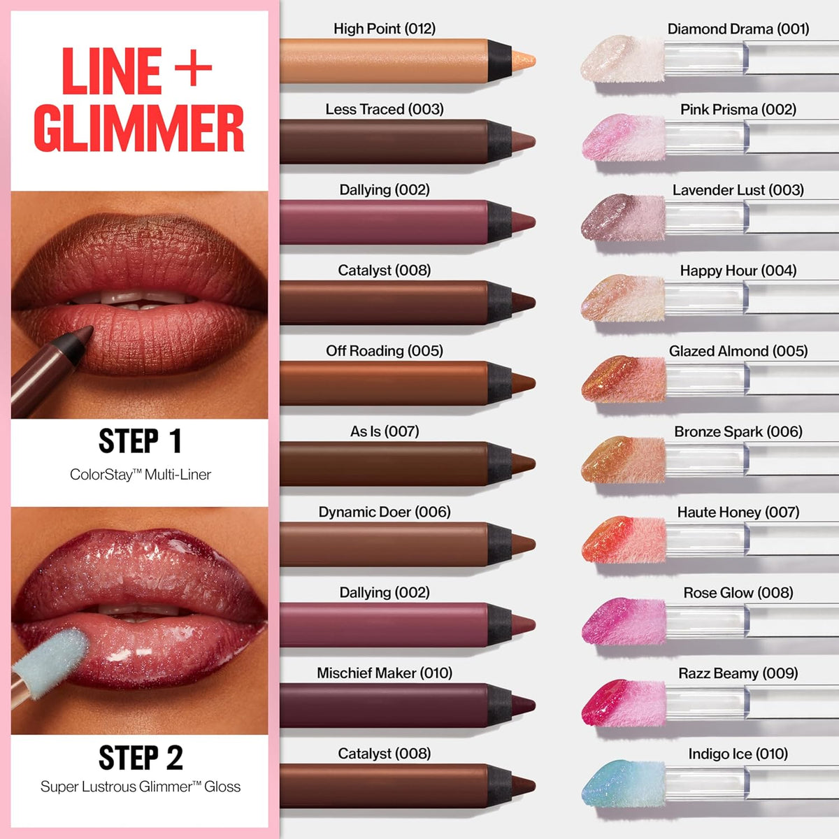 REVLON Super Lustrous Glimmer Gloss, Non-Sticky Lip Gloss, High-Shine Finish, Plant-Based Glitter, 004 Happy Hour, 0.13 fl oz