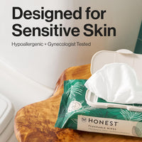 The Honest Company Flushable Wipes for Sensitive Skin | Fragrance Free, Hypoallergenic, 99% Water, Safe to Flush | Tropical Leaves, 336 Count