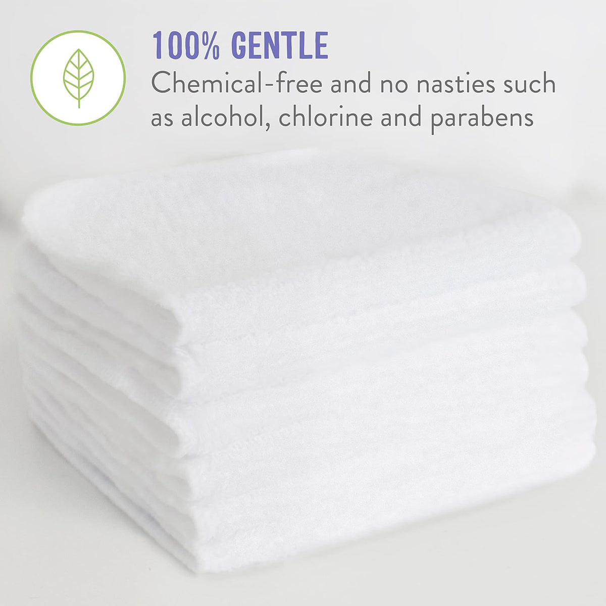 Bambino Mio, Reusable Baby Wipes - Everyday - Eco-Friendly, Chemical-Free, Double-Sided Washable Wipes, Pack of 10, Cloud