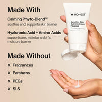 Honest Beauty Calm On Foaming Cream Cleanser for Sensitive Skin | Hyaluronic Acid + Calming Phyto-Blend | EWG Verified, Vegan + Cruelty Free | 4 fl oz