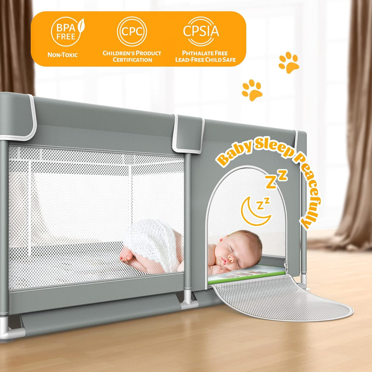 Baby Playpen with Mat 127cm x 127cm Playpen for Babies and Toddlers, Playard for Kids Safety Play