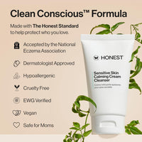 Honest Beauty Calm On Foaming Cream Cleanser for Sensitive Skin | Hyaluronic Acid + Calming Phyto-Blend | EWG Verified, Vegan + Cruelty Free | 4 fl oz
