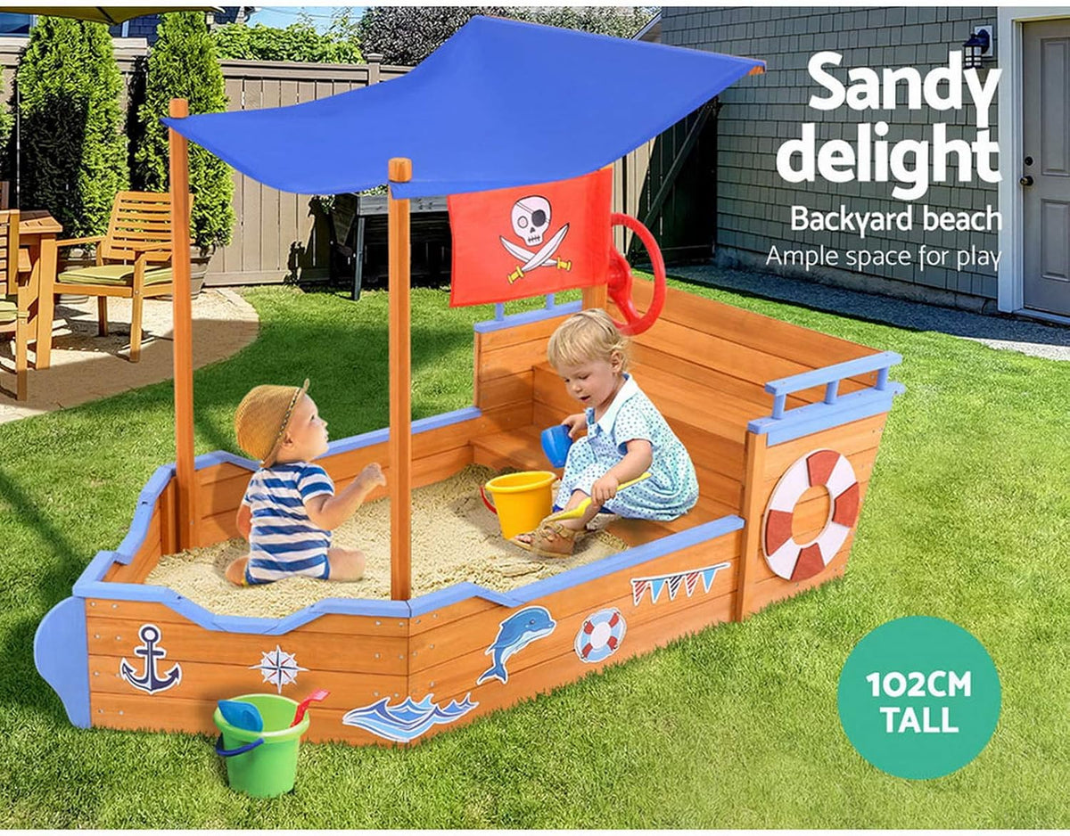 Keezi Kids Sandpit, Wooden Water Table Sand Pit Play Toys