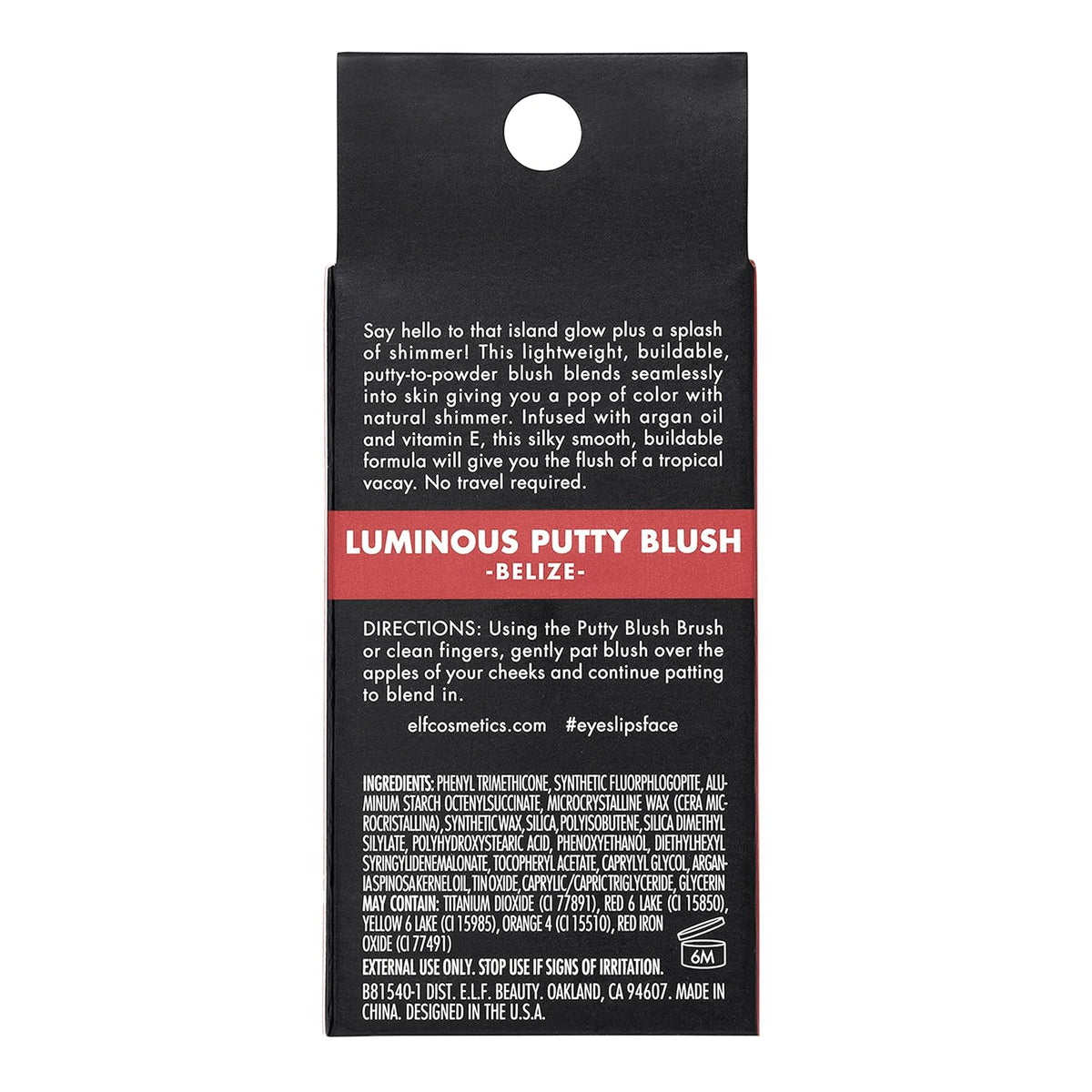 e.l.f. Luminous Putty Blush, Putty-to-Powder, Buildable Blush With A Subtle Shimmer Finish, Highly Pigmented & Creamy, Vegan & Cruelty-Free, Belize