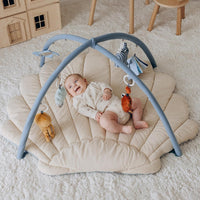 Blissful Diary Shell Baby Play Gym Mat, Softer & Enlarged Tummy Time Mat w 6 Detachable, Boho Ocean Theme