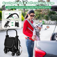 BABY JOY Lightweight Baby Stroller, Compact Travel Stroller for Airplane, Infant Toddler Stroller w/Adjustable Backrest & Canopy, Storage Basket, Self Standing Gravity Fold, Aluminium Frame (Grey)