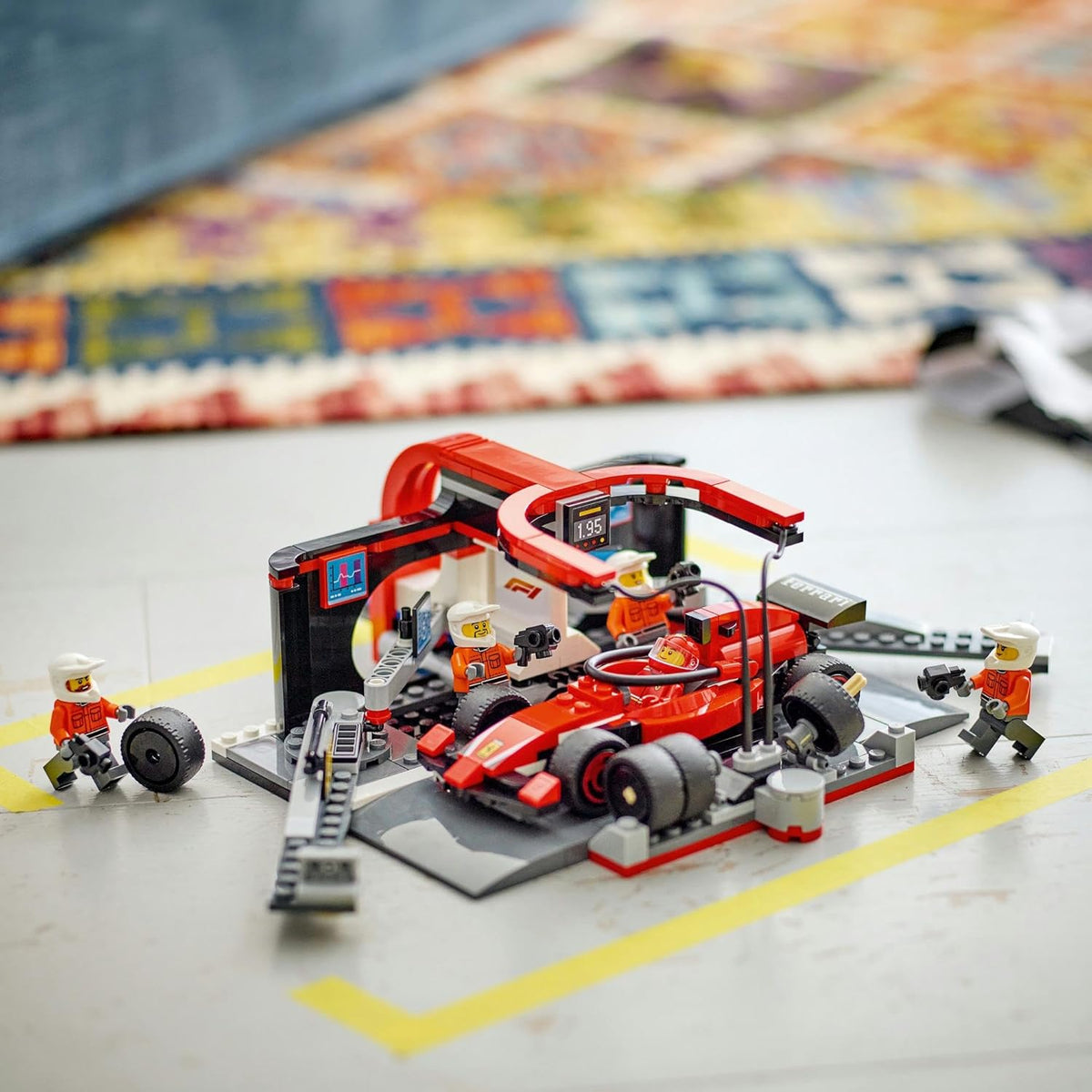 LEGO City F1 Pit Stop & Pit Crew with Ferrari Car Toy for 6+ Year Old