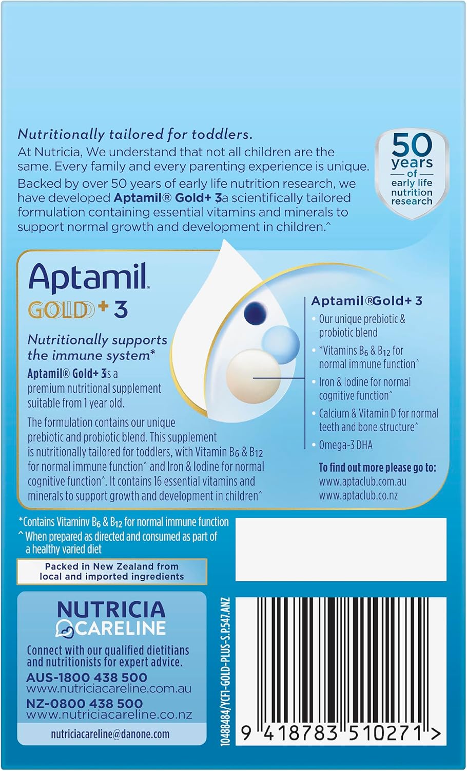 Aptamil Gold+ 3 Premium Toddler Milk Drink, Rich in Essentials Vitamins and Minerals, Toddler Formula with Probiotic & Prebiotic, Easy to Prepare, From 1 Year, Powder Sachets, Easy to Carry On The Go, Pack of 15