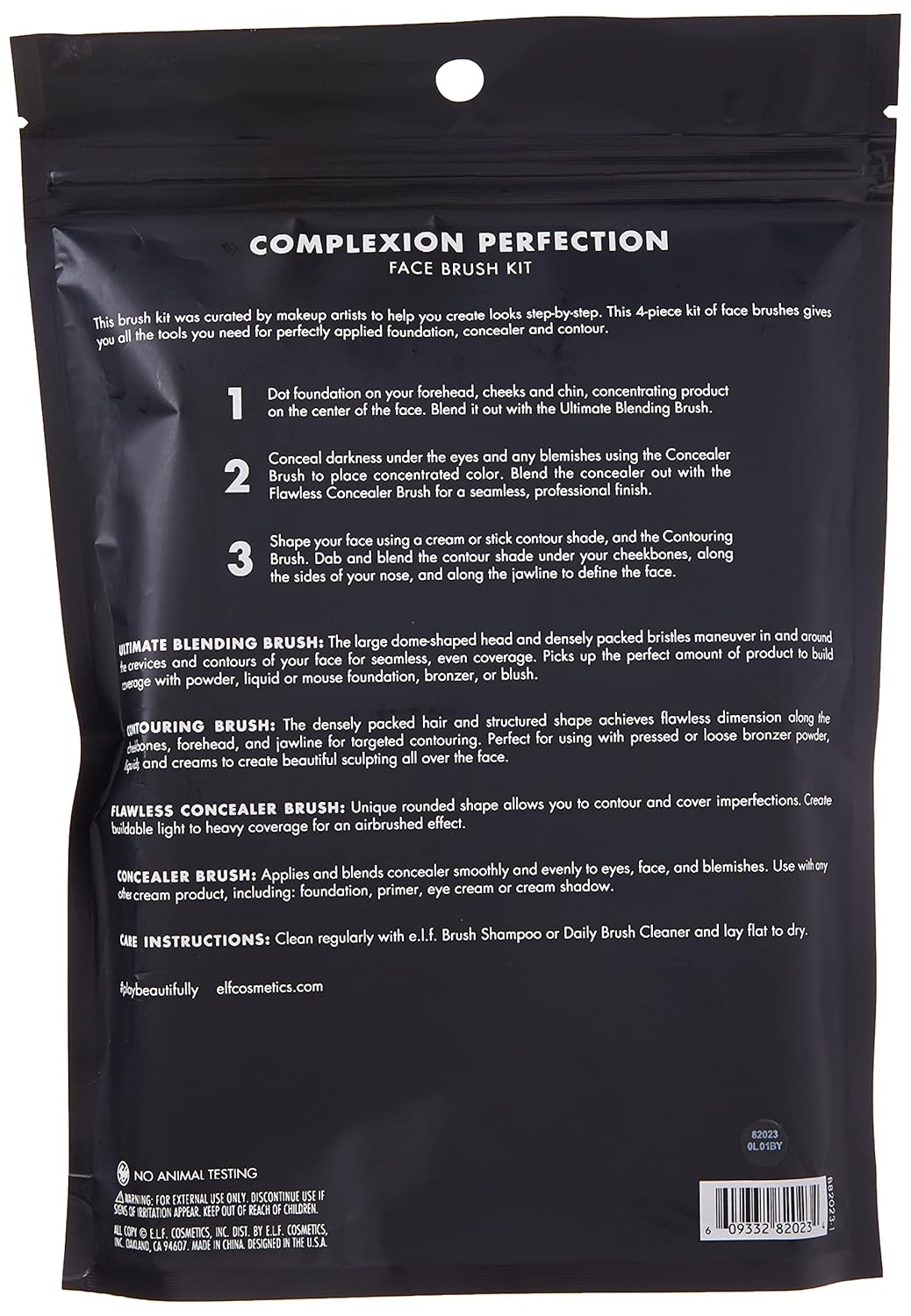 e.l.f. Complexion Perfection Brush Kit, 4-Piece Makeup Brush Set, Brushes For Foundations & Concealers, Vegan & Cruelty-Free