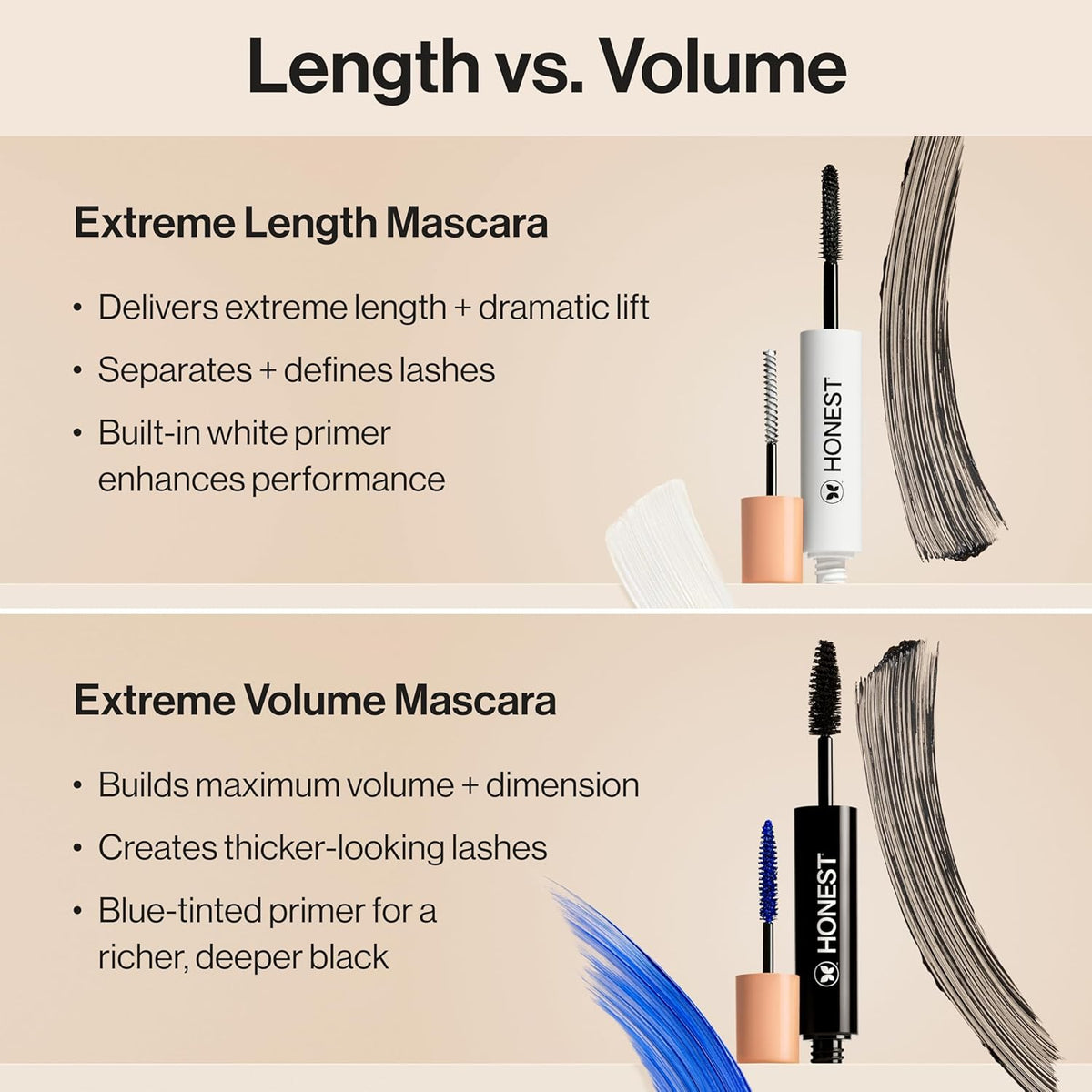 Honest Beauty 2-in-1 Extreme Length Clean Mascara + Lash Primer | Lengthening + Volumizing | EWG Verified + Cruelty Free | Black, .27 fl oz