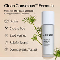 Honest Beauty Vitamin C Radiance Brightening Serum | Improves Skin Tone + Complexion | Vitamin C, Pearl, Hyaluronic Acid | EWG Verified + Cruelty Free | 1 fl oz