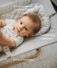 Baby Bouncer, Portable Bouncer Seat for Babies, Portable Bedside Bassinet with Wheels, 7 Height Adjustable Baby Bassinet for Infants, Beige
