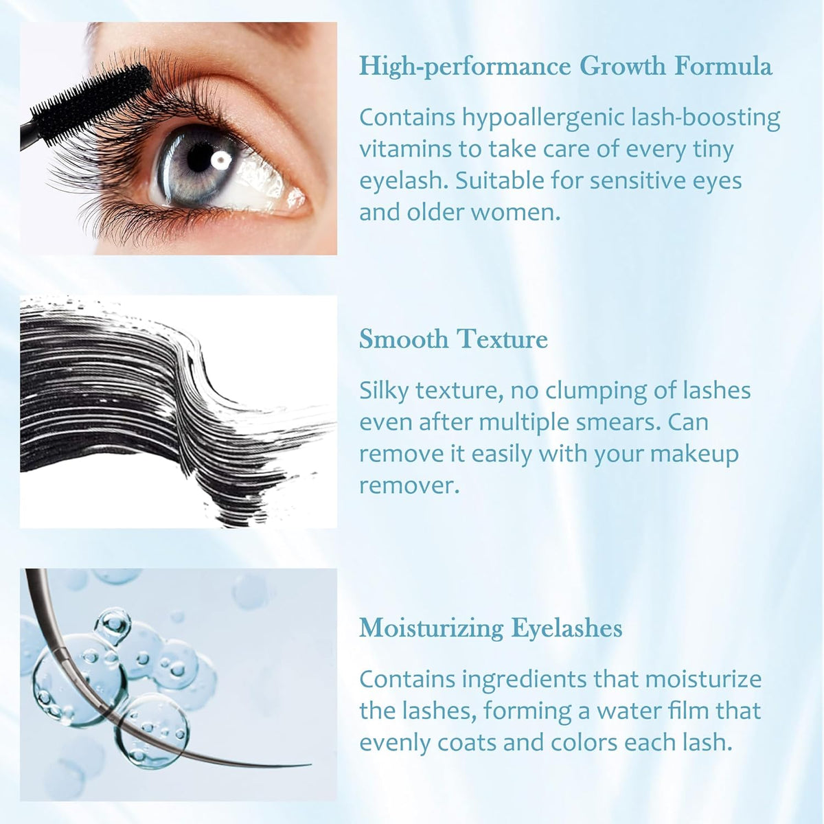Mascara for Older Women 60 Plus, Waterproof Volumizing Mascara,Hypoallergenic Mascara