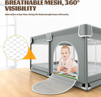 Baby Playpen with Mat 127cm x 127cm Playpen for Babies and Toddlers, Playard for Kids Safety Play