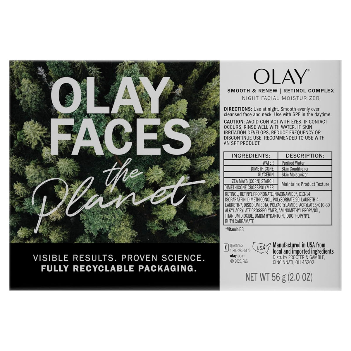 Olay Smooth & Renew Retinol Face Moisturizer, 2 oz Fragrance Free Night Cream for Fine Lines and Wrinkles with Retinoid Complex, Recyclable Eco Jar Packaging, Value Size