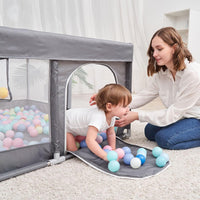 PandaEar Grey Baby Playpen, Large Playpen for Toddlers(127×127 cm)