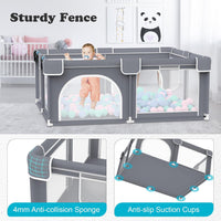 Advwin Large Baby Playpen, 155 x 185cm Interactive Play Fence with Ocean Ball & Pull Ring
