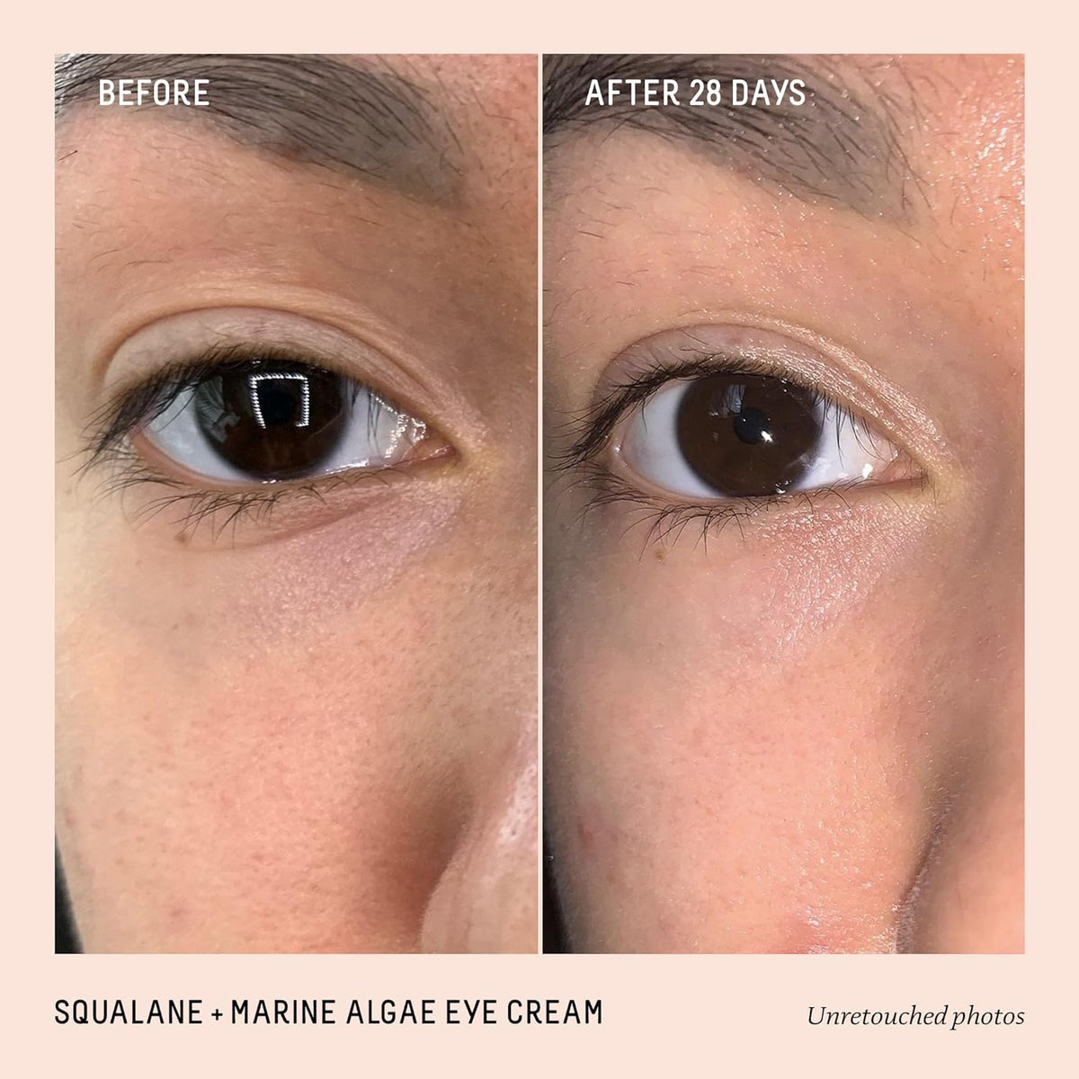 BIOSSANCE Squalane and Marine Algae Eye Cream - Anti-Aging Under Eye Cream for Fine Lines, Wrinkles, and Puffiness - Hydrating & Lifting Formula with Hyaluronic Acid and Paracress Extract - 0.5 Ounce