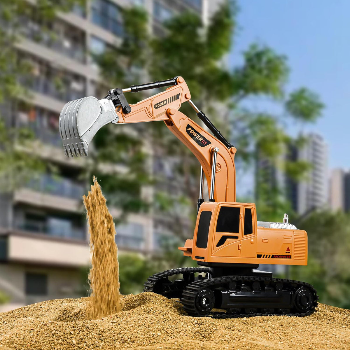 Remote Control Excavator Toy, RC Construction Truck with Metal Shovel