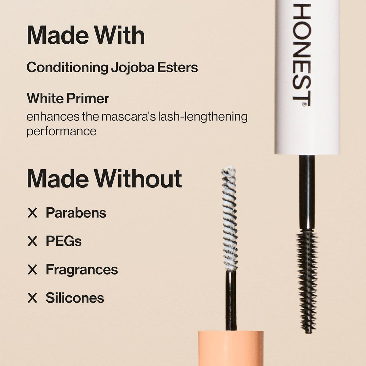 Honest Beauty 2-in-1 Extreme Length Clean Mascara + Lash Primer | Lengthening + Volumizing | EWG Verified + Cruelty Free | Black, .27 fl oz