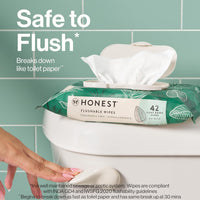 The Honest Company Flushable Wipes for Sensitive Skin | Fragrance Free, Hypoallergenic, 99% Water, Safe to Flush | Tropical Leaves, 336 Count