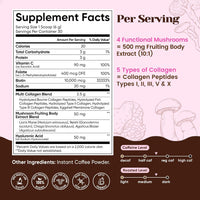 Venture Pal Premium Adaptogenic Mushroom Coffee with Multi Collagen, Lions Mane, Reishi, Chaga, Biotin, Vitamin C – Supports Energy, Focus, Skin, Hair, Nails, Joints, Digestion & Immunity,30 Servings
