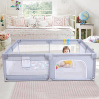 Baby Playpen, Playpens for Babies, Large Playard for Toddlers (Gray, 205 * 185cm)