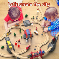 72PCS Wooden Train Tracks & Trains
