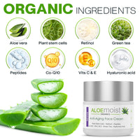 Anti Aging Retinol Cream for Face with Hyaluronic Acid, Vitamin C & E, Pure Aloe Vera Gel, Green Tea, Glycolic Acid – Retinol Eye Cream, Fine Line & Wrinkle Cream for Women & Men – 1.7 FL Oz