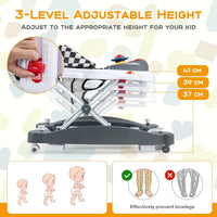 BABY JOY 6 in 1 Baby Walker, Anti-Rollover Toddler Walker & Activity Center w/Adjustable Height, Removable Music Tray & Padded Seat, Foldable Baby Standing Toys w/Wheels for 7-14 Months (Grey)