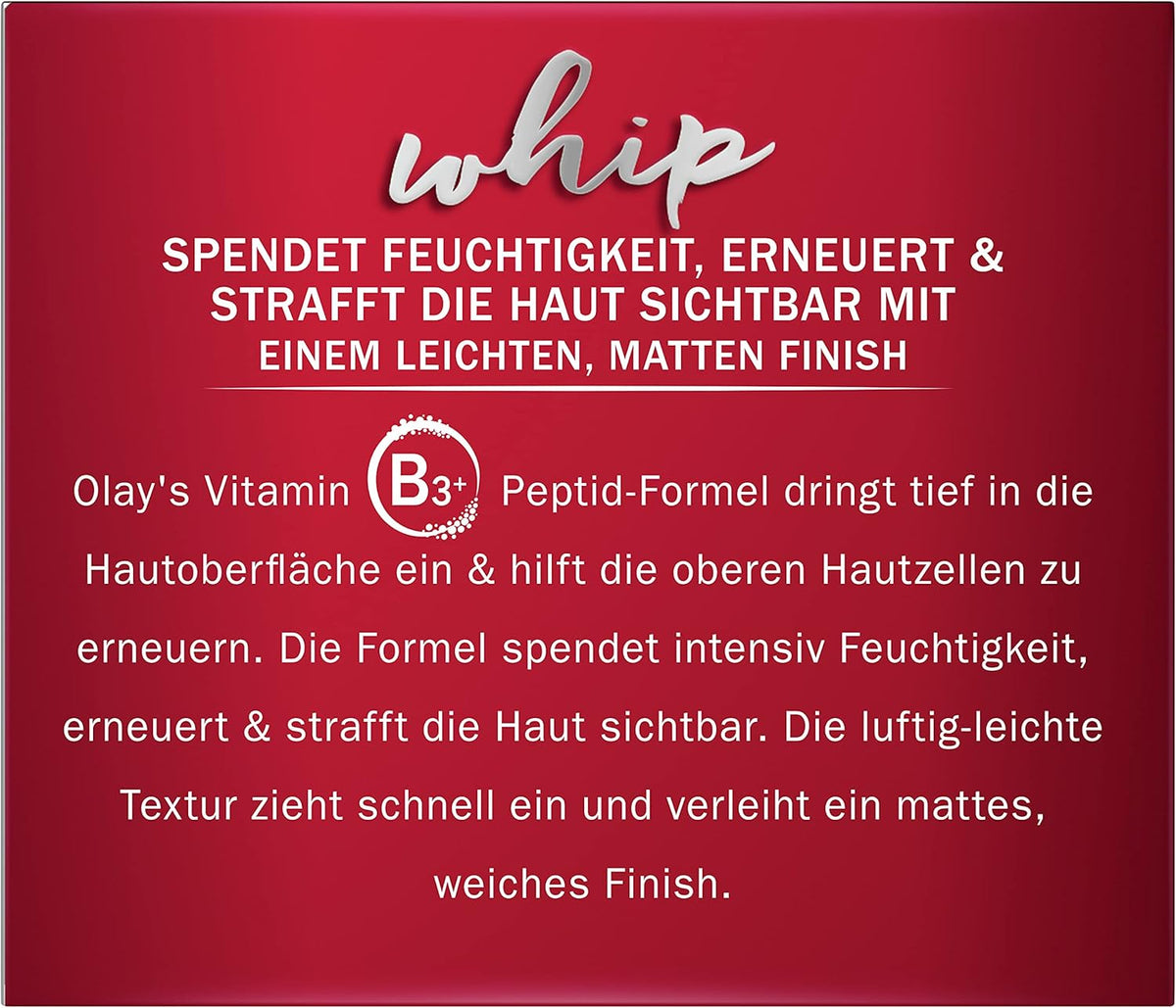 OLAY Regenerist Whip Day Cream, Moisturising Cream with Vitamin B3 and Peptides for Firmed and Protected Skin, 50 ml