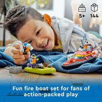 LEGO City Fire Rescue Boat Toy for 5+ Year Old Boys & Girls