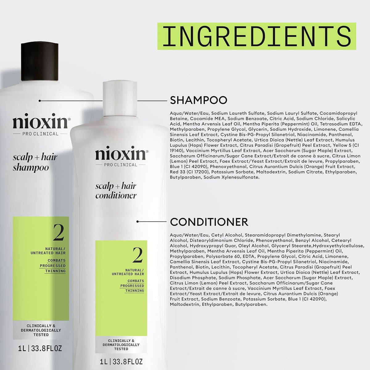Nioxin Shampoo & Conditioner Liter Duo Sets | Prepacks with Pumps Included | Systems 1-4 | For Natural, Colored, & Damaged Hair with Light to Progressed Thinning | Strengthen & Boost Hair Density