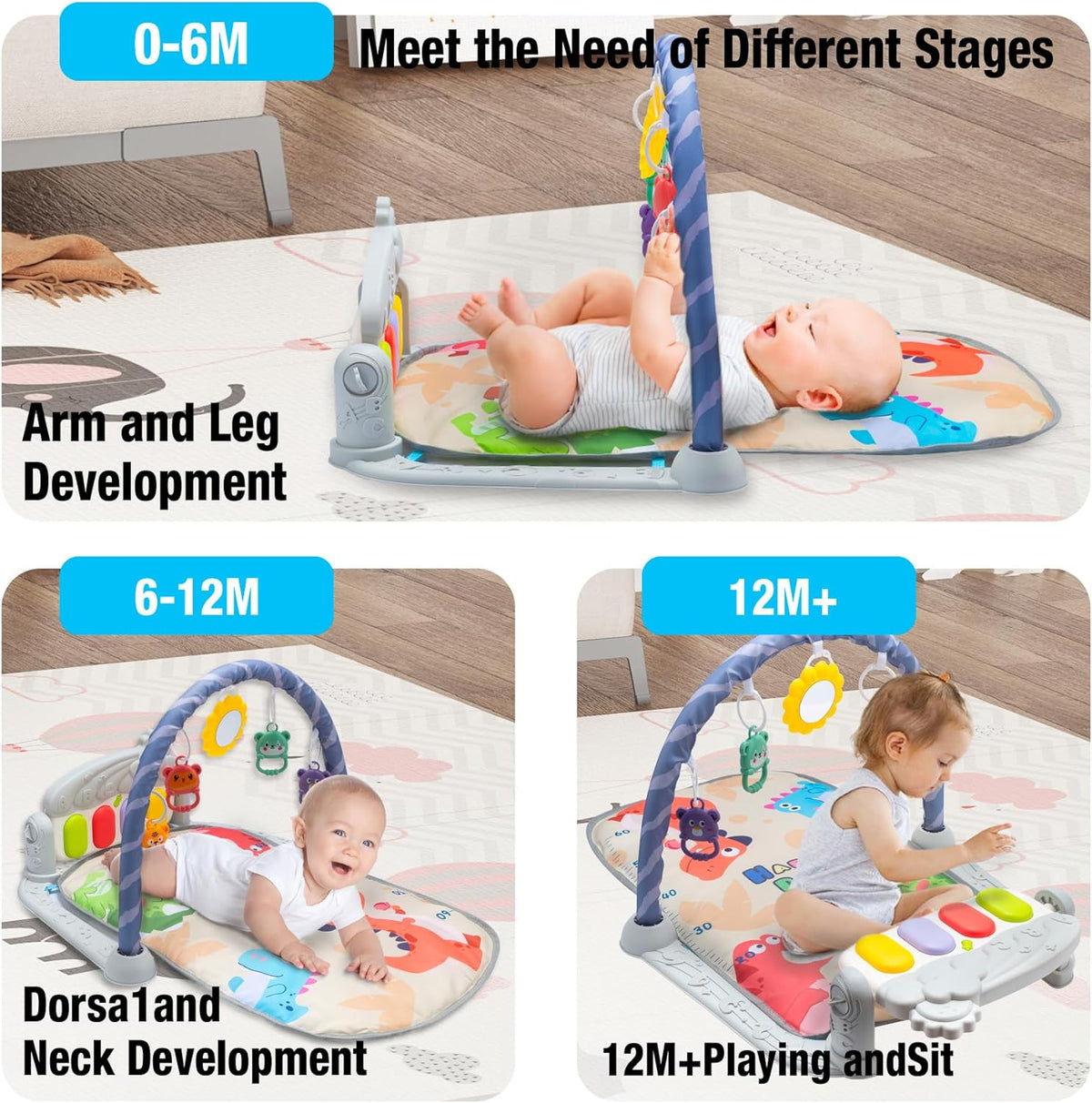 Baby Gym Play Mats Baby Toys Tummy Time Mat Toys Musical Activity Center