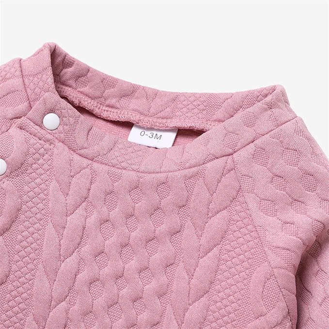 PATPAT Baby Boy Girl Waffle Sweatshirt Pullover Shirt Top Pants Set 2-Piece Fall Spring Outfit Clothes for Infant 3 Months-3 Years